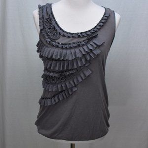 Ann Taylor LOFT Women's Blouse Size M Gray Ruffle